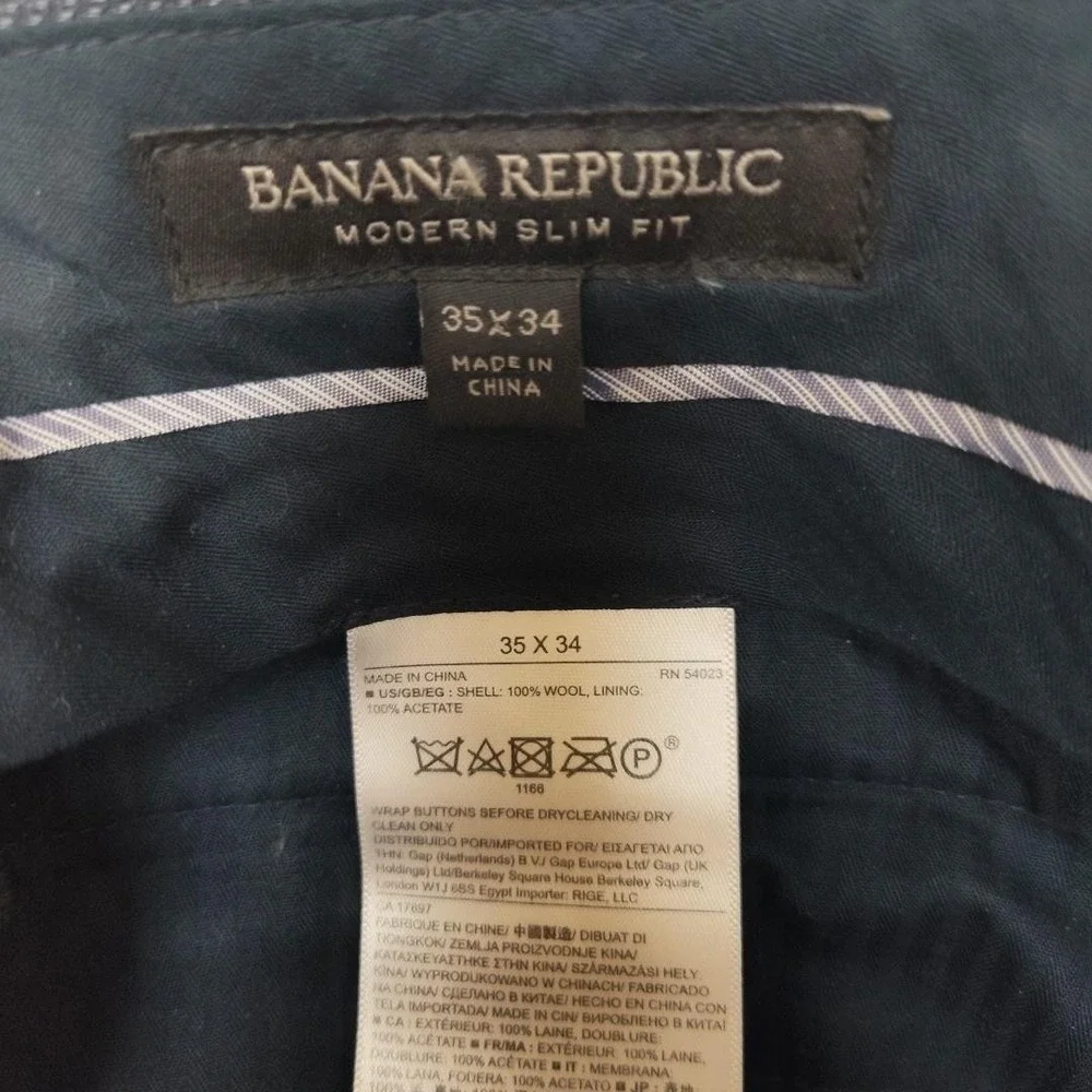 Banana Republic Pants Mens 35x34 Gray Modern Slim Marzotto Wool Business Suit